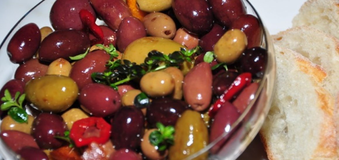 Warm olives with Vino Cotto