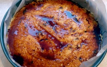 Warm Apple Polenta cake with Vino Cotto Syrup