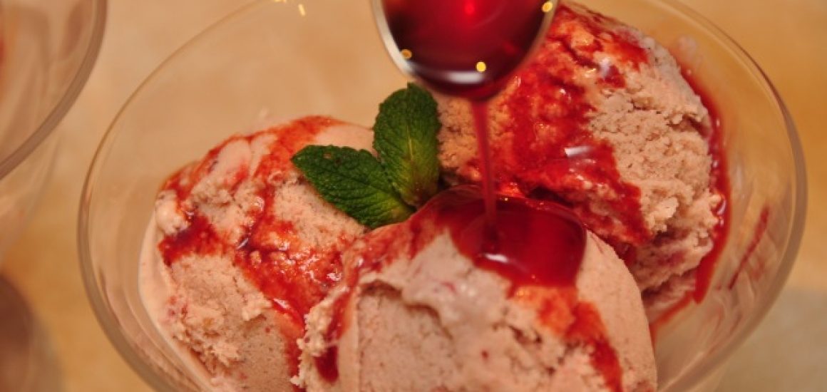 Strawberry & VinCotto Ice-cream with VinCotto Syrup